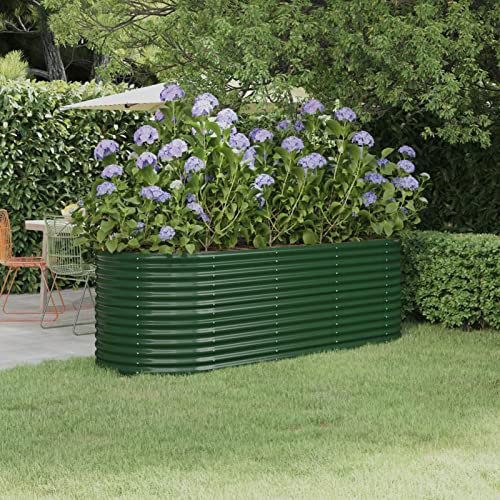 Somanki Hochbeet Pulverbeschichteter Stahl 224x80x68 cm Grün, Palettenrahmen, Hochteich, Gemüsebeet, Kräuterregal Balkon, Blumenbeet, Kräuterspirale, Tomatenbeet, Pflanzhochbeet - 318953