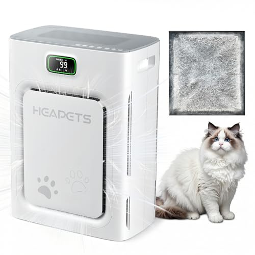 Pet Air Purifier for Home Large Room 2500 sq ft, H13 HEPA Washable Double-Sided Filter,Air Cleaner for Pet Hair Dander Odor Allergies Pollutant Smoke Dust,PM2.5 Air Quality Monitor,Auto Mode,P358 Grey