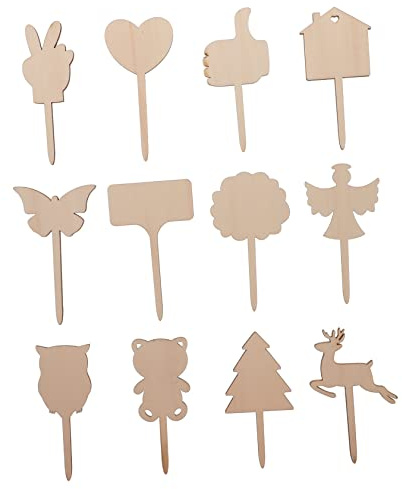 POPETPOP 12 Étiquettes de Plantes en Bois à Écrire, Étiquettes Jardin Pratiques et Décoratives pour Identification des Fleurs, Décorations de Jardin, Lot de 12 Pièces