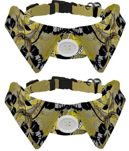 Hundehalsband mit Fliege, verstellbares formelles Smokinghalsband mit abnehmbarem Hemdkragen, Katzenhalsbänder für kleine Haustiere, goldene Blumen, Schmetterlinge
