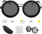 Lunettes de soleil à teinte réglable, 1-9 vitesses, rondes, réglables, avec filtre ND, verres polarisants, verres arrondis, lunettes de soleil de plage pour homme, matériau en acier inoxydable, noir
