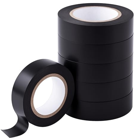 CredForge® 6 Rolls PVC Electrical Insulation Tape 19mm x 10m (Each Roll 33 FT) Multipack | Black Electricians Wire & Cable Repair Tape for Electrical Insulating
