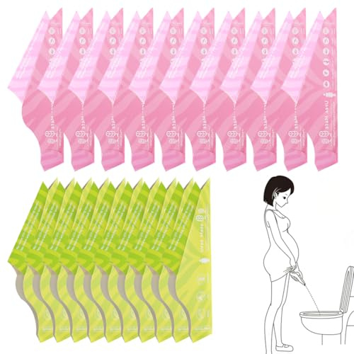 NHQZ 20 Pcs urinario femenino portátil, urinarios desechables para mujeres en caja de colores, impermeable, ideal para viajes y actividades al aire libre (Rosa+Verde)