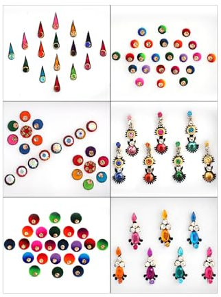 KULIA® Bindi - Paquete de 12 tikkas redondos para la frente gemas faciales para mujer tatuajes adhesivos bindi de diseñador bindi nupcial pegatinas para uñas indias productos de belleza joyería