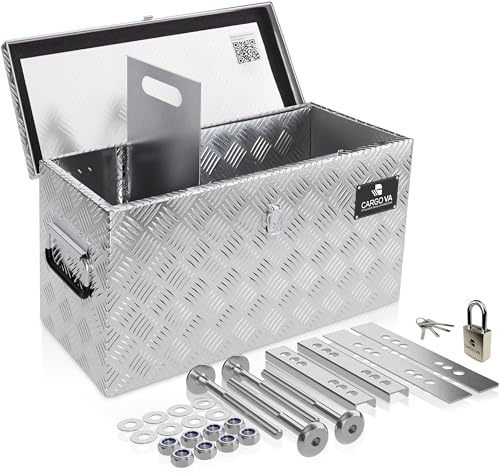 CARGO VA - Wasserfeste Deichselbox - Mit Befestigung & Vorhängeschloss - Abschließbare Anhängerbox [80x30x36CM] - Transportbox