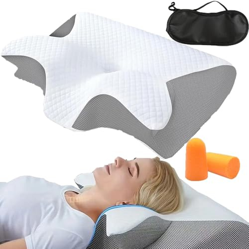 GXHNB Kissen, Ergonomisches OrthopäDisches Kissen Mit Konturierter UnterstüTzung FüR Seiten, RüCken, Und BauchschläFer (Grau)