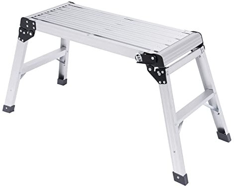 Scaletta pieghevole in alluminio, portata 150 kg, antiscivolo e pieghevole, per auto, pulizia finestre, casa, decorazione e campeggio, 108 x 41 x 50 cm