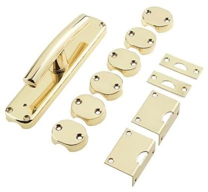 Kooples Hardware Espagnolette Bolts – Traditional Multi-Point Locking Bolts with Rods & Keeps – Surface Mounted Door Bolts for French, Double & Patio Doors (Polished Brass)