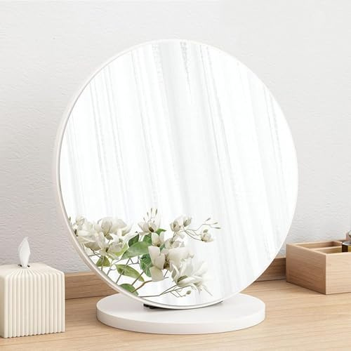 Verstellbarer Kosmetikspiegel aus Holz, High-Definition-90°-Neigung für präzises Auftragen von Make-up, ideal für Schminktisch, Schlafzimmer und Reisen (Weiß, 20 cm)