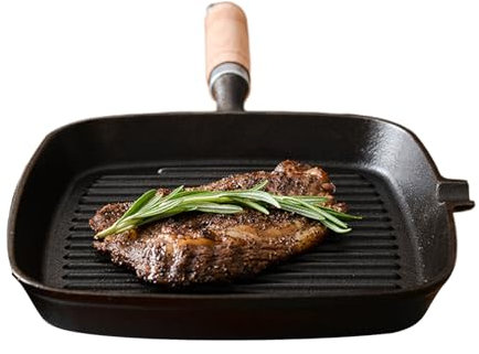 Bistecchiera - Piastra per pancake in ghisa, padella resistente al calore | Griglia ergonomica antiaderente per la colazione, pentole da cucina riutilizzabili per hamburger, salsicce, pancetta