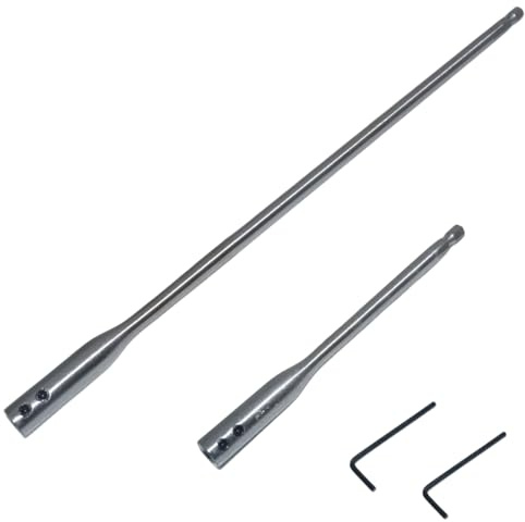 1/4 Drill Bit Extension Set - ShiningUU High-Carbon Steel Spade Drill Bit Set with 6 & 12 Extensions, 2-Piece Key Spade Bit Extension Holder, Flexible Drill Bit Extension Bar
