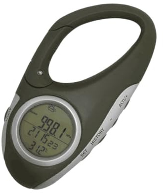 DECOMELODY Handheld Altimeter Barometer Compact Thermometer Carabiner for Outdoor Activities