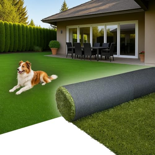 Exma Rollos de Cesped Artificial 1x5 Barato - Césped Artificial para Exterior Resistente y Suave - Rollo Cesped Artificial Terraza Compatible con Animales - Alfombra Césped Exterior 30mm