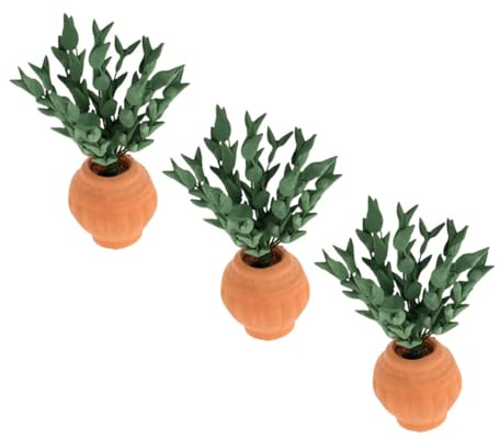 FRCOLOR 3pcs Doll House Decoration Micro Landscape Flowerpot Tiny Bonsai Flowerpot Dollhouse Accessories Small Dollhouse Decor Pottery Flowers Pot Plant Green Cloth