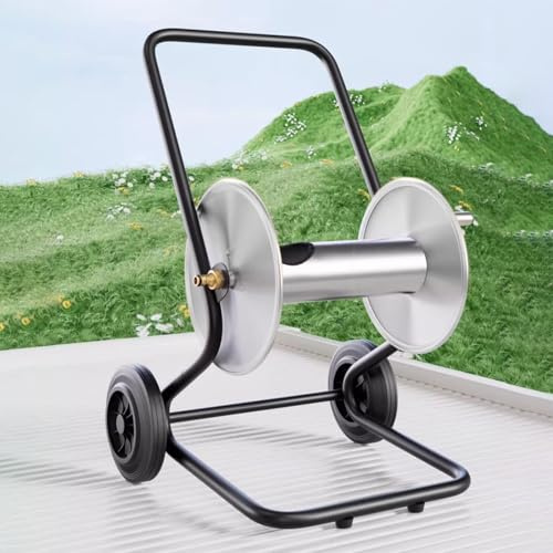 Hose Reel Cart with Wheels, Portable Hose Reels for Outsidestanding, for Stores Hoses, Cords, Wires, Water Pipe Rack Pipe Winder/Capacity:100M of 1/2In Pipe