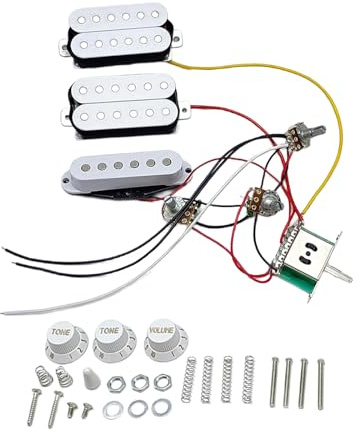 Ensemble de micros de guitare électrique style HSH avec harnais pré-câblé et potentiomètre 250 K pour plusieurs tonalités de remplacement