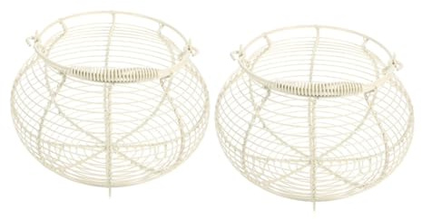 TOYANDONA 2pezzi Cestino per Uova in Metallo Vintage con Manico Cestino per Raccolta di Uova Fresche per Conservare Frutta e Verdura da Cucina