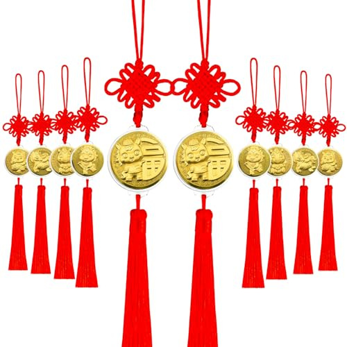 Chinese New Year Decorations Pendant - 10Pcs Chinese Year of The Horse Hanging Pendants, Feng Shui Chinese Knot Pendant for Chinese Spring Festival Decoration