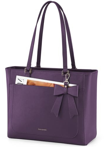 RAINSMORE Borsa Donna Grande Capacità Borsa Lavoro Donna Borse Università Tracolla Ufficio Spalla in PU Pelle Borse Tote per Shopping Viaggi Scuola Ufficio Viola