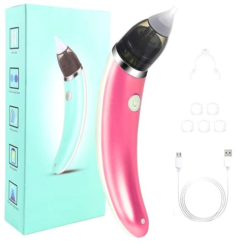 Electric Nasal Aspirator Baby Baby Nose Sucker & Snot Sucker for Newborns and Toddlers, 2 Soft Silicone Tips USB Rechargeable Baby Nasal Aspirator with 5 Adjustable Suction Levels, Quiet Nose Cleaner