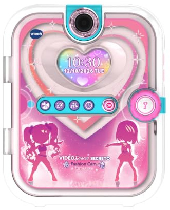 VTech - KidiSecrets Vídeo Diario Secreto Fashion CAM | Niños y niñas +5 años, reconocimiento facial, fotos, vídeos y notas de voz, cámara abatible Versión ESP