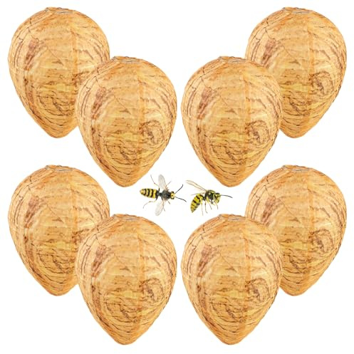 Lot de 8 nids de guêpes factice - 28 x 22 cm - Imperméable - À suspendre - Résistant à l'humidité - Pour le jardin et le balcon