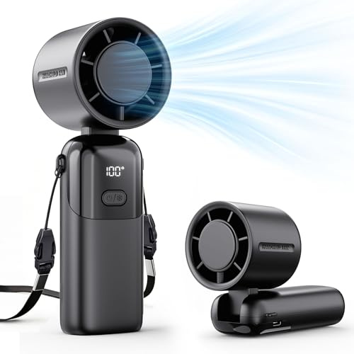 3-in-1 Portable Handheld Turbo Fan,5000mAh Rechargeable Mini Portable Fan with 1-100 Stepless Speeds,12H Runtime,LED Display,Turbo Strong Airflow,Personal Hand Fan for Outdoor,Travel Essentials