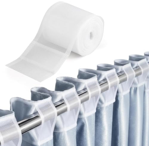 Lyinton Cinta para Cortinas Transparente 10m x 10cm, Cinta Fruncida de Nailon con Bordes Overlock, Resistente al Agua y UV, Invisible para Telas Claras, Cortable a Medida para Ventana, Baño y Salón | Barra de cortina para ventana, ducha, puerta, cortina de puerta, de nailon, lavable a máquina, invisible y transparente