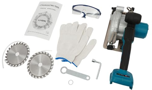Scie circulaire électrique 1050 W, 6800 tr/min, moteur sans balais en cuivre pur, angle de coupe 0-45°, mini scie circulaire manuelle sans balais avec 2 lames de scie pour couper le carrelage et le