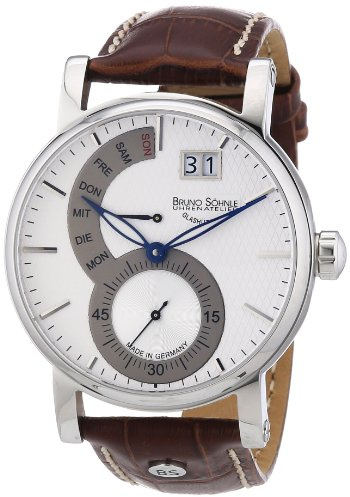 Bruno Söhnle 17-13073-283 Pesaro II Herren-Armbanduhr, Quarz, Edelstahlgehäuse, Saphirglas, Lederarmband, mit Faltschließe, 10 bar