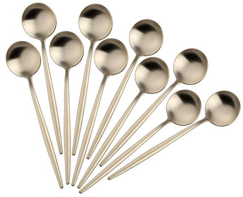 Bisda Licht Gold Kaffeelöffel, Edelstahl Teelöffel, Mini Kuchen Löffel Spiegel Poliert Teelöffel Set von 10