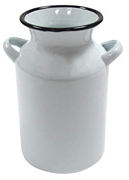 TG,LLC Treasure Gurus White Enamel Milk Can Rustic Utensil Holder Country Farmhouse Kitchen Decor