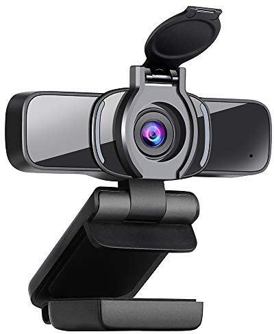 DERICAM HD 1080P Webcam mit Mikrofon, USB Webcam mit Datenschutzabdeckung, Computerkamera für Skype, Videoanrufe, Konferenzen, Aufzeichnung, Streaming, PC, Mac, Laptop