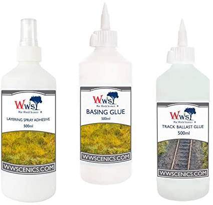War World Scenics Diorama Glue Set 3x 500ml - Adhesive Basing Layering Static Grass Tufts Terrain Wargaming Materials Scenery Modelling Model Railway