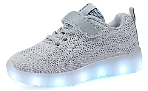 AoSiFu Kids Light Up Shoes Toddler Girls Boys Breathable Led Flashing Sneakers USB Charge A-Grey35