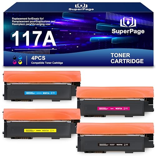 Superpage Ersatz für HP 117A Toner Set Kompatibel für Toner HP Color Laser MFP 179fwg 178nwg 179fnw 178nw 150nw 150a W2070A W2071A W2072A W2073A (4er-Pack, Schwarz Cyan Magenta Gelb )