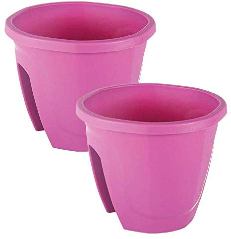 Serinova Jardinera Barandilla Balcón, Set 2 Unidades, 29 cm, 7,5 litros, Maceta Colgar (Morado)