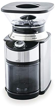 LACOR 69485 - Molinillo de Café Eléctrico Kaldi, Placas Cónicas de Acero Inoxidable, 200W, 19 Niveles de Molido, Incluye Cuchara y Cepillo, Capacidad 200g, 1-12 Tazas, Bloqueo de Seguridad, Negro