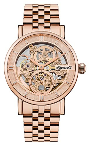 Ingersoll The Herald Herren-Automatikuhr, 40 mm, mit skelettiertem Zifferblatt und Edelstahlarmband I00411