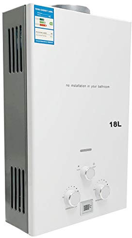 CDZHLTG Tankless Propane Gas Water Heater, 6L-18L Portable Instant Hot Water Heater LED Display Propane Water Heater Instant On-Demand Boiler with Shower Head Kit for Kitchen Home Camping,(18L, White)