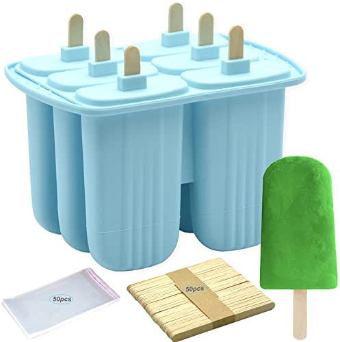 Bangp Popsicle Molds 6-cavity,Silicone Ice Pop Molds for DIY Frozen Treats