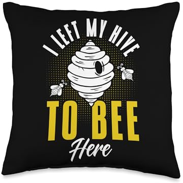 Beekeeper Apiarist Left My Hive To Bee Here Beekeeping Hive Throw Pillow