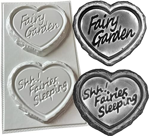 Fairy Garden and Shh Fairies Sleeping Small Concrete or Plaster Moulds Hearts