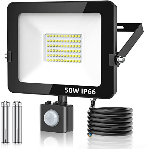 Totofac Motion Sensor Outdoor Security Light, 50W 4750 Lumen LED Floodlights with PIR Sensor, IP66 Waterproof Motion Sensor Outdoor Wall Light with Remote Control for Garden, Backyard