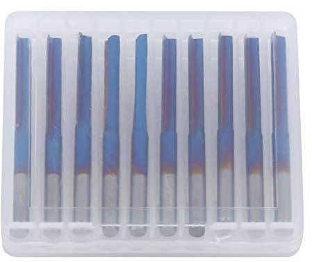 Fresa, ZDZCYS22DL 10 Piezas 3.175 Mm Mango De Recubrimiento Azul Herramienta De Fresado Carburo Cementado Fresa Recta De 2 Flautas Para Procesar Madera, MDF, Acrílico, PVC, EVA, Espuma