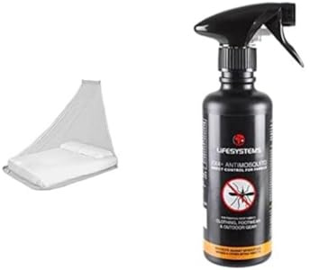 Lifesystems MicroNet Mosquito Net, Treated With EX4 Anti-mosquito Formula, White, Double and Lifesystems Ex4 Anti Mosquito Clothing, Footwear And Outdoor Gear Treatment - 350 ml Spray