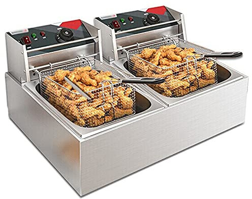 Friteuse électrique commerciale Double réservoir 2X 10.8L friteuse professionnelle en acier inoxydable pour Restaurant de cuisine à domicile