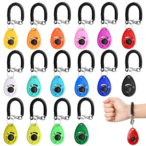 Hunde Clicker, Pet Training Profi Clicker, Hundetraining Klicker mit Handschlaufe, Haustier Training Clicker, Hunde Klicker Set mit Großem Knopf für Hunde Katzen Pferde, 16 Stück