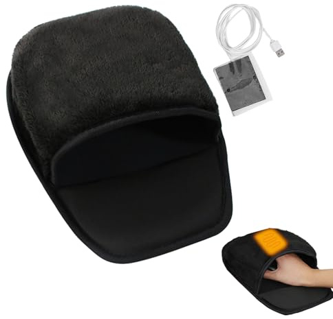 ANKROYU Maus Handwärmer, USB-beheiztes Mauspad Handwärmer, weiches Plüsch-Desktop-Maus-Heizgerät, Schreibtischzubehör für Männer und Frauen, Büro, Heimcomputer, Laptop-Zubehör (Schwarz)
