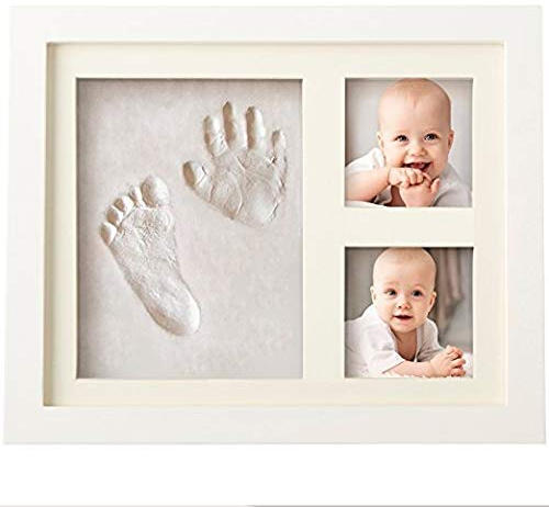 JUBIRO Fotorahmen, Baby-Fotorahmen, ungiftig, Baby-Handabdruck-Fußabdruck-Set, Souvenirs, Neugeborenes Baby-Fußabdruck, Stempelkissen, Säuglings-Ton-Geschenke